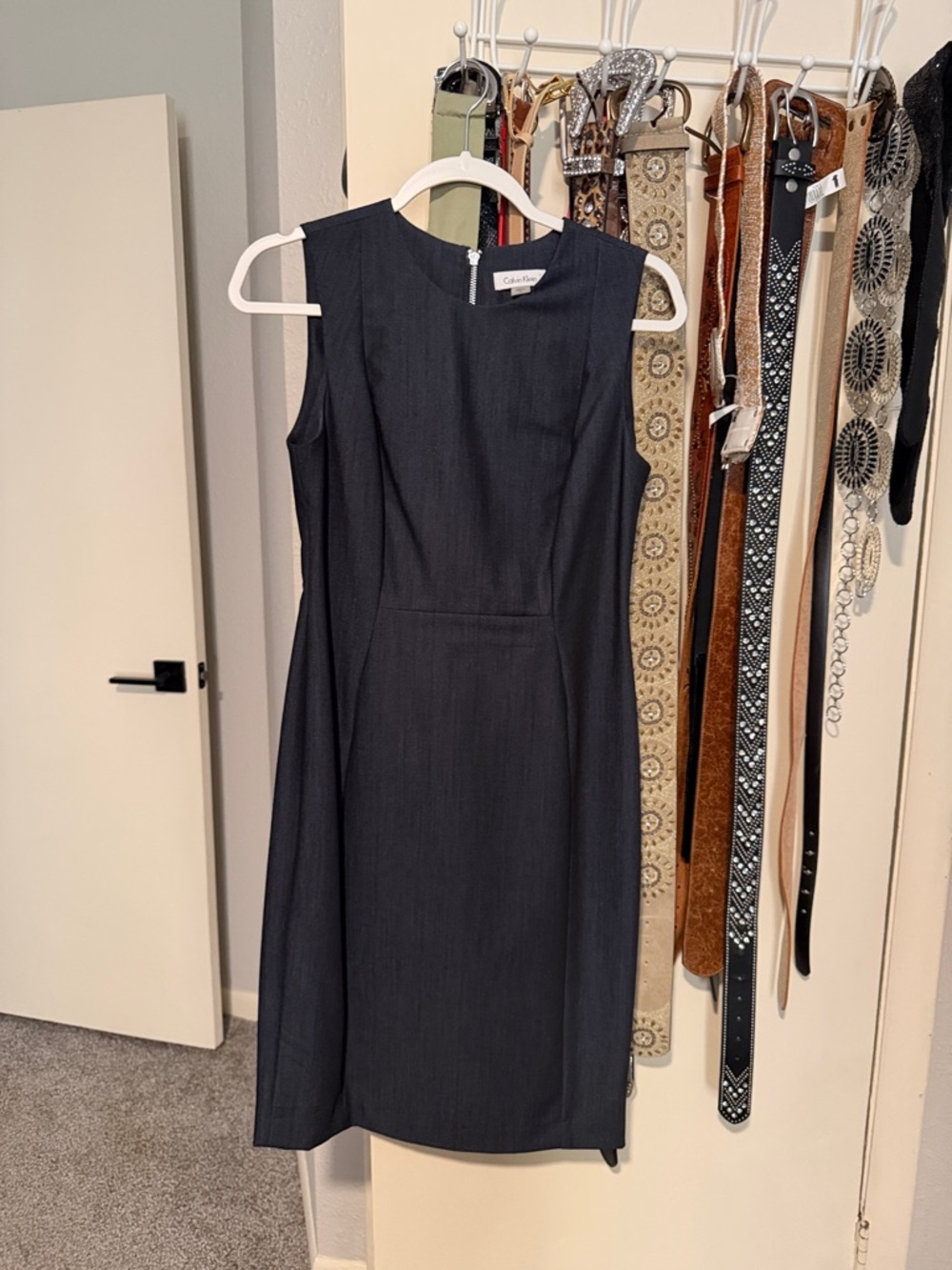 Calvin Klein Black Sleeveless Midi Sheath Dress